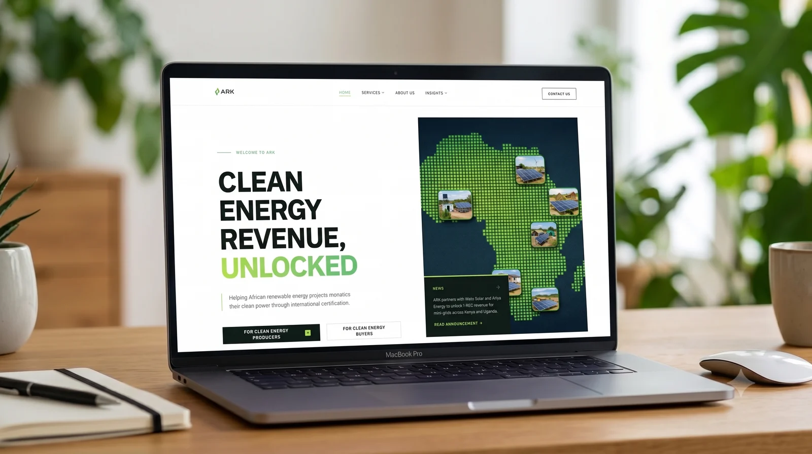 Africa Renewables Katalyst website and renewable energy project imagery